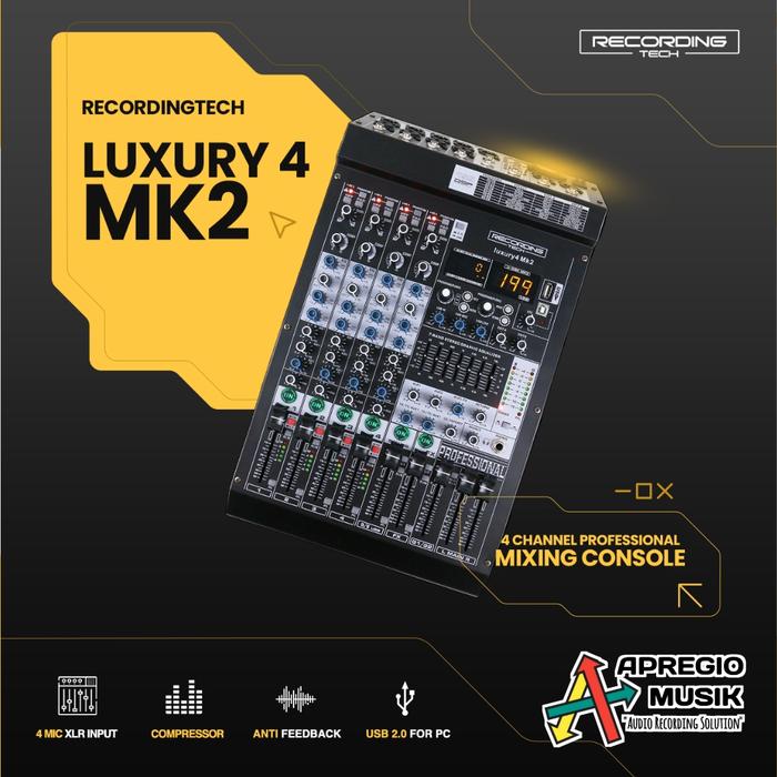 Gambar RECORDING TECH RT LUXURY 4 6 8 12 luxury4 luxury6 luxury8 luxury12 mk2 mk 2 mkII  USB Audio Mixer with aux - luxury 4 dari APREGIO MUSIK_NEW undefined Tokopedia