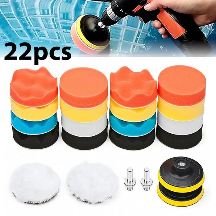 Gambar Busa poles set 12 pcs 5 inch / Polishing set sponge wool 12 pcs 5 Inci / Wool poles mobil motor set plus pad velcro adaptor hexagon Car Kendaraan - BUSA POLES 3INCH 22PCS dari BELIX STOORE undefined Tokopedia