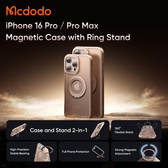 Gambar MCDODO Case Magsafe For Casing iPhone 16 Pro 16 Pro Max Desert Titanium With Ring Magnetic Stand Holder - IPHONE 16 PRO dari GADVENTIA undefined Tokopedia