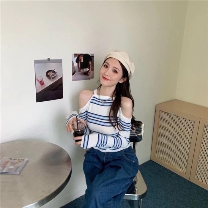 Gambar Promo BAJU RAJUT WANITA CANTIK BAHU BOLONG STYLE KOREA ELEGAN BAHAN BAGUS COD - Putih Panjang, Standar dari pisceseyhaa undefined Tokopedia