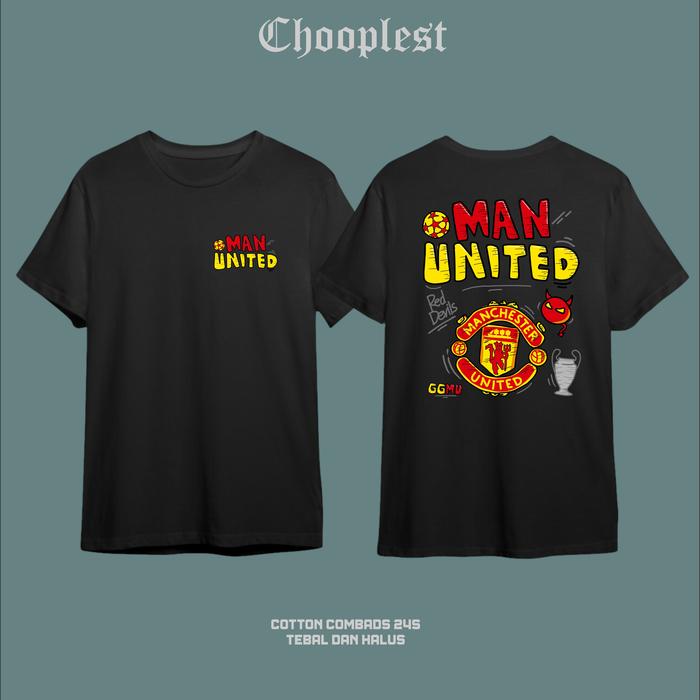 Gambar Kaos Manchester United Baju Suporter Bola Viral Katun Free Sticker - HITAM, S, Pendek dari Chooplest Wear undefined 4 Tokopedia
