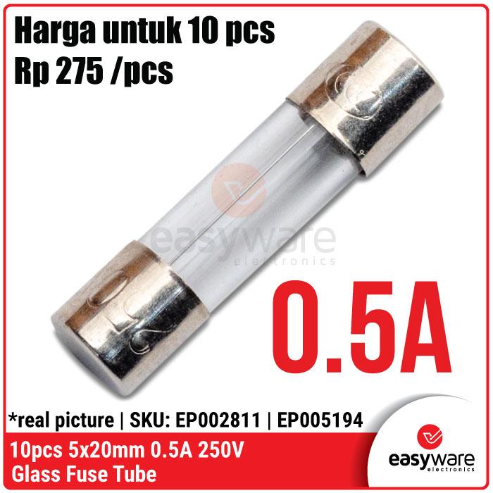 Gambar 10pcs Fuse Tube Kaca 5x20mm 250V Glass Fuse Tube 0.5A 1A 2A 3A 4A 5A 6A 7A 8A 10A 15A 20A 25A 30A - 10A dari EasyWare Electronics undefined 2 Tokopedia