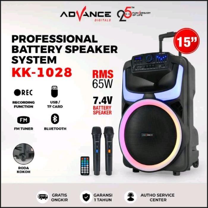 Gambar ADVANCE KK-1028 Speaker Portable Wireless 15 Inch Bluetooth / Speaker Karaoke Super Bass dari THE KING 88 undefined Tokopedia
