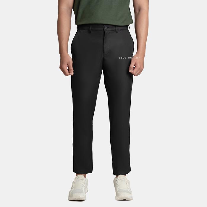 Gambar BLUEBUTTON Trouser Celana Bahan Pria Stretch Celana Ankle Pants Cloud - Obsidian Black, 33 dari BlueButton undefined Tokopedia