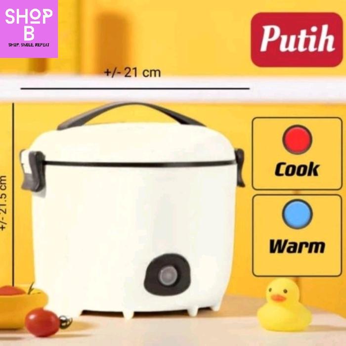 Gambar RICE COOKER MINI/MAGIC COM PENANAK NASI MINI PORTABLE 1,6L - PUTIH dari TOKO-CC. undefined Tokopedia