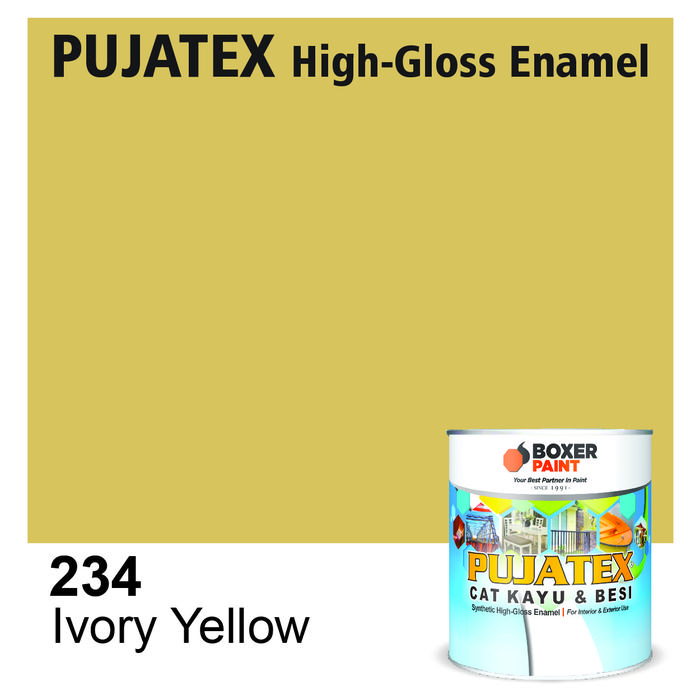 Gambar Cat Kayu & Besi Premium PUJATEX Synthetic High-Gloss Enamel (5 LT) Kaleng Paint - 234 Ivory Yellow dari Boxer Paint Official Store undefined Tokopedia