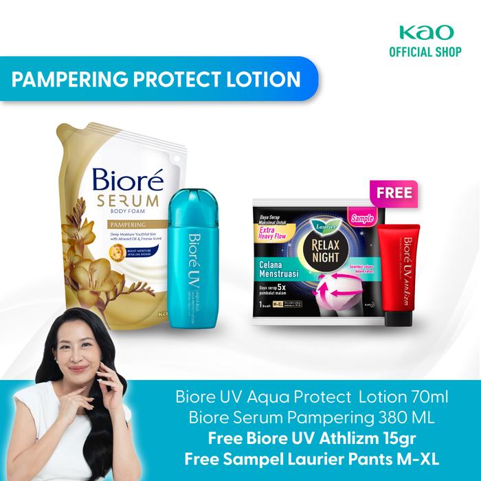 Gambar [Exclusive Mami Louisse] Biore UV Aqua Protect Sunscreen Lotion 50+ PA++++ 70ml + Biore Serum Pampering 380 ML - Tanpa Gift dari KAO Indonesia undefined Tokopedia