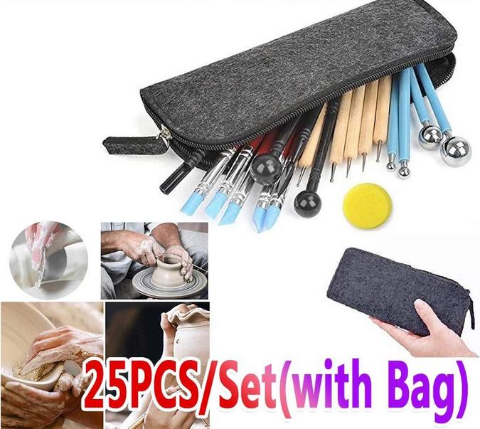 Gambar Alat Ukir Clay / Pottery Tool / Modelling tools Alat Ukir Tanah Liat DIY Tools-25pcs Butsir Set Plastik dari leon Ofiicial undefined Tokopedia