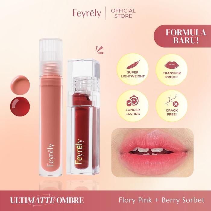 Gambar [BARU] FEYRELY 2-in-1 ULTIMATTE LIP CREAM + DEW TINT SET OMBRE 06 Flory Pink + Berry Sorbet - flory + sorbet dari Feyrely undefined Tokopedia