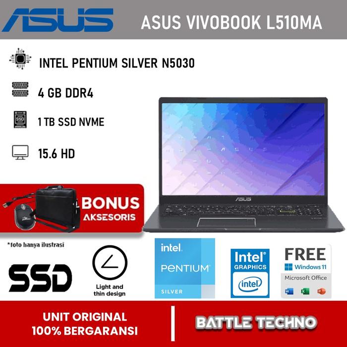 Jual ASUS Laptop Murah VivoBook L510KA Pentium Silver N6000 4GB