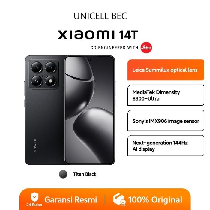 Gambar Xiaomi 14T RAM 12/512 Camera 50MP Leica Optical Lens Dimensity 8300-Ultra 144Hz AI Display Baterai 5000mAh Hyper Charge 67W - Titan Black dari Unicell BEC undefined Tokopedia