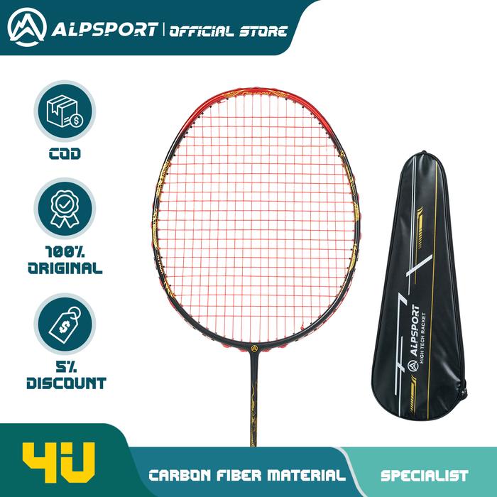 Gambar [Local delivery] [Cash on delivery] ALP QY T1000 badminton racket 4U MAX38LBS MXH offensive racket with cushioning technology, professional competition level, strong attack power, 100% carbon fiber material, gift box, suitable for students - 1pc Max 38lbs Alp QY red+Bag dari ALPSPORT ID undefined Tokopedia
