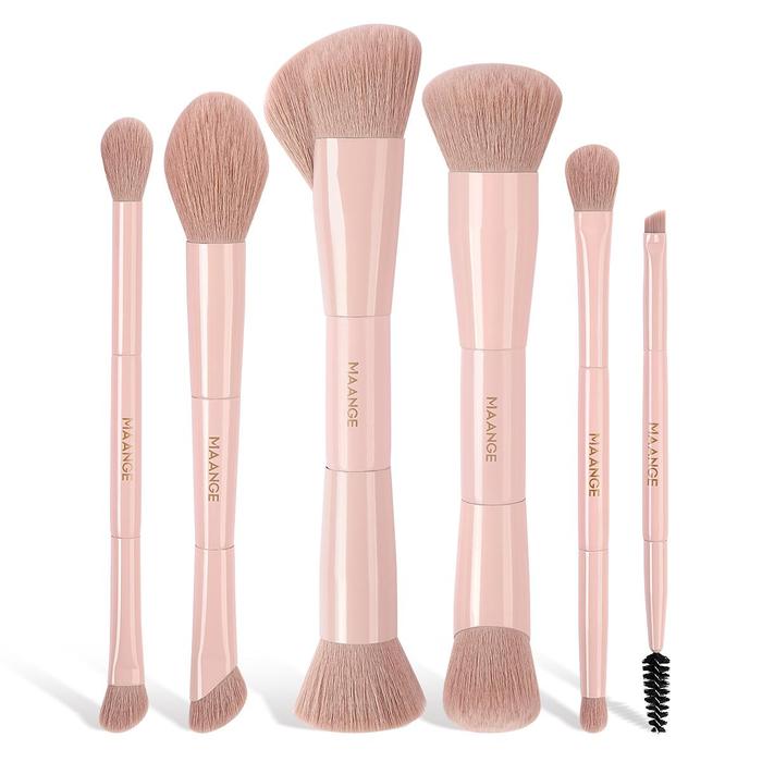 Gambar MAANGE 6Pcs Kuas Makeup Double-Ended – 12 Fungsi Brush Set Multifungsi Warna Pink, Lembut, Praktis untuk Foundation, Eyeshadow, Contour & Riasan Sehari-hari MAG52597 - Pink dari magefy.beauty undefined Tokopedia