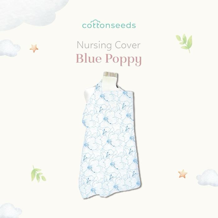 Gambar Cottonseeds Nursing Cover Bayi - Menyusui Aman dan Nyaman - Blue Poppy dari cottonseedsindonesia undefined Tokopedia