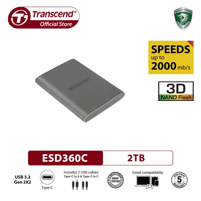 Gambar Transcend ESD360C External SSD USB 3.2 Gen 2x2 (USB 20Gbps) - 2TB dari Transcend Indonesia undefined Tokopedia