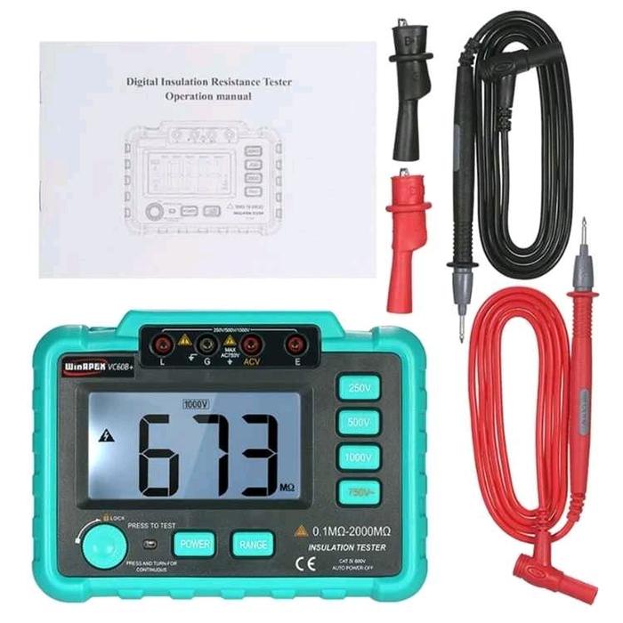 Produktbild von HEIBTENY MH15 Digitales Megohmmeter – Isolationswiderstandsmesser, 100/250/500/1000 V, Großes LCD, PP-Gehäuse, Für Wartung & Reparatur