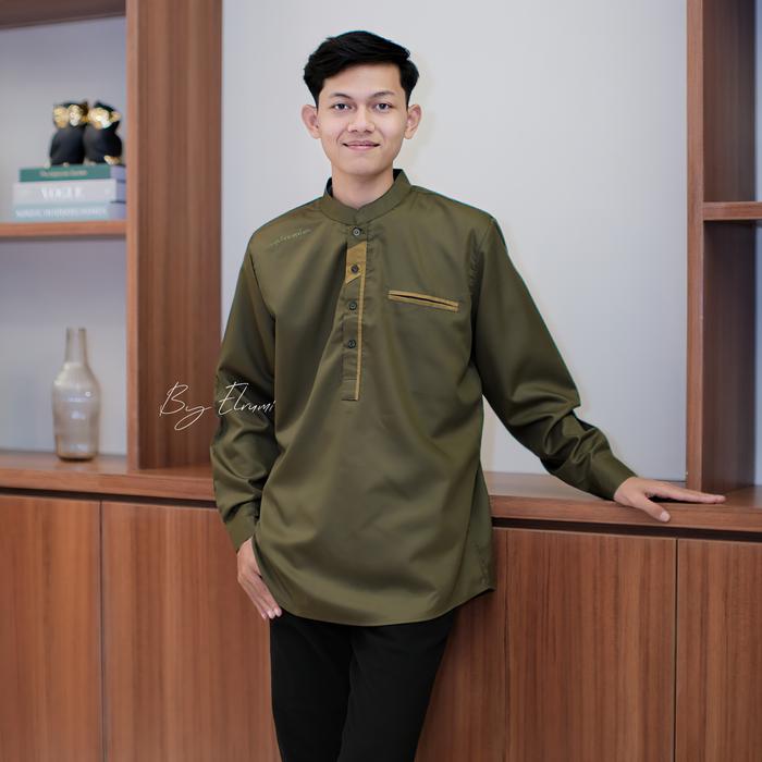 Gambar Baju Koko ABIZAAR Original El Rumi Baju Koko Terbaru Baju Koko Hadroh Baju Koko Muslim Pria Dewasa Koko Warna Sage Gren Hijau Olive Abu Putih Katun Panjang - HIJAU OLIVE, L dari Omah Santri by EL RUMI undefined Tokopedia