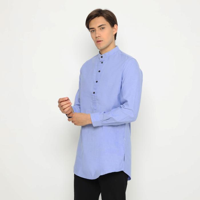 Gambar [NAFAZOL] Kurta Pria Atasan Pria Dewasa Kurta Polos Lengan Panjang 3129 - Soft Blue 3129, M dari NFZ WEAR Kota Administrasi Jakarta Barat Tokopedia