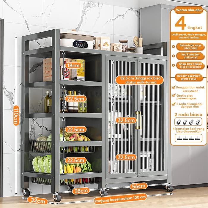 Gambar Rak Dapur Susun Minimalis Rak Lemari Dapur Rak Piring Dapur Rak Oven Rak Microwave Rak Kabinet Dapur Kitchen Rack Rak Bumbu Dapur Rak Penyimpanan Dapur Serbaguna Dengan Roda - 100cm*32cm*110cm dari MAMAMI MALL undefined Tokopedia