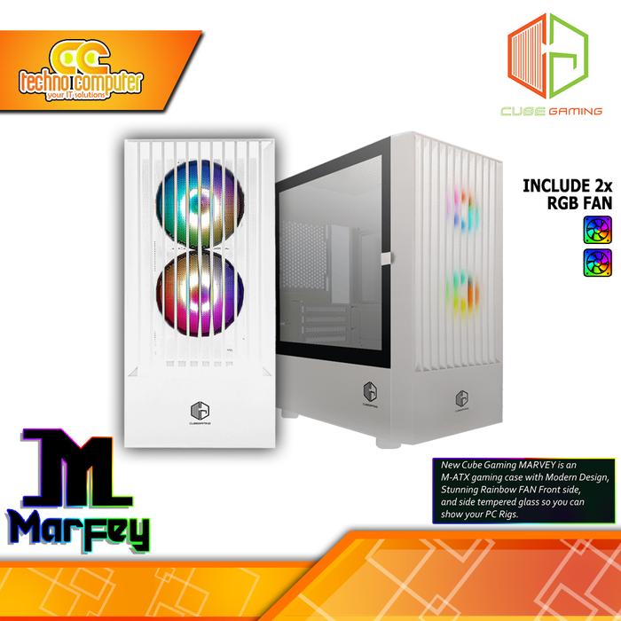 Gambar CASING CUBE GAMING MARFEY - Mid Tower mATX Tempered Case - Putih dari Techno Computer Bali undefined Tokopedia