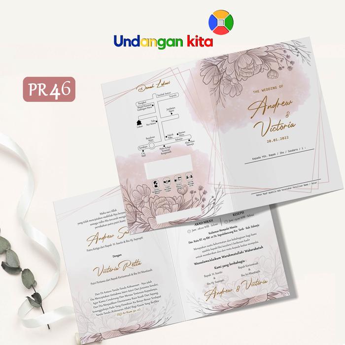 Gambar (100Pcs) Undangan Pernikahan Brief Card Lipat Dua Lipat Tiga - PR 46 dari Undangan Kita undefined Tokopedia