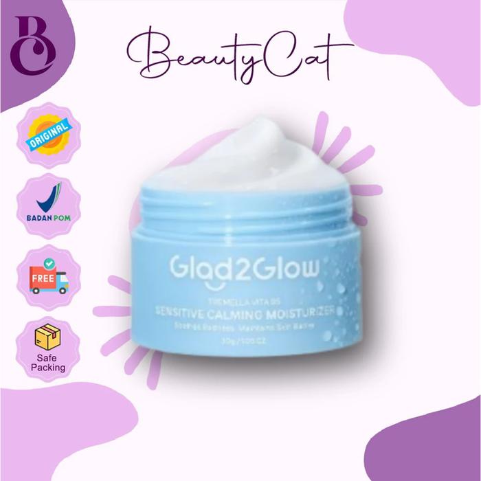 Gambar [New Launch] Glad2Glow Calming Moisturizer 30g Tremella Vita B5 Sensitive | Sensitif Menenangkan Kemerahan barrier g2g Moist dari Beautycat Cosmetics undefined Tokopedia