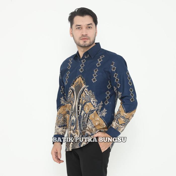Gambar BARA BIRU NAVY Kemeja batik pria premium lapis furing lengan panjang pendek ready sragam - LENGAN PANJANG, S dari Batik putra bungsu_NEW undefined Tokopedia