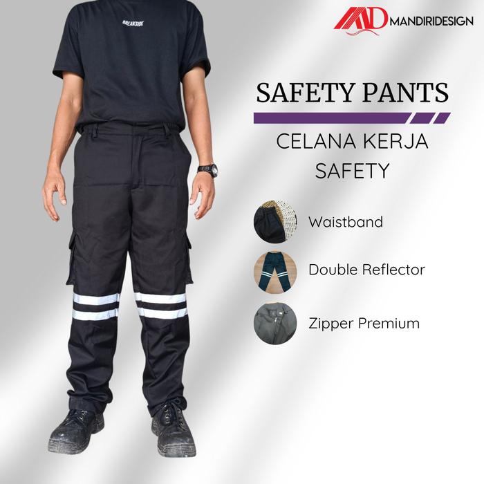 Gambar Celana Kerja Safety Panjang Pria Wanita Wearpack Seragam Kerja Proyek Celana Kerja Pria Wearpack Bahan Drill Scotchlite - S, Hitam dari Mandiridesign undefined Tokopedia
