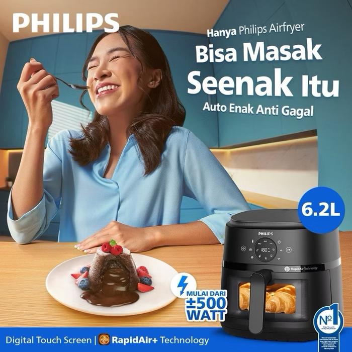 Gambar PHILIPS Airfryer NA230/00 6.2L Kapasitas Besar Transparan Digital Touch Screen RapidAir+ Teknologi 500W Hemat Listrik Garansi 2 Tahun dari Kaladhystore undefined Tokopedia