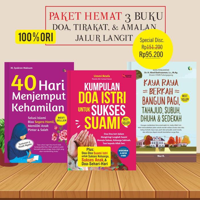 Gambar (READY STOK)_Paket Hemat 3 Buku_40 Hari Menjemput Kehamilan, Kumpulan Doa Istri, & Kaya Raya Berkah Bangun Pagi - Bundling 3(40 Hari, Kumpulan Doa Istri, Kaya Raya) dari Semesta Hikmah Kab. Klaten Tokopedia