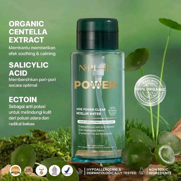 Gambar NPURE ACNE POWER CLEAR MICELLAR WATER / Micellar No Alcohol  / 100ml dari Care&Glow Cosmetik undefined Tokopedia