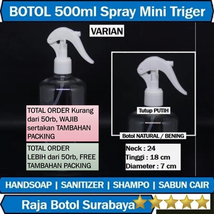 Gambar Raja Botol Surabaya Botol 500ml Mini Trigger Kispray Laundry Triger 500 ml spray triger Tutup Triger Neck 24 Bisa Untuk Kosmetik Hand Sanitizer Gel Body Lotion Sabun Cair Parfum Semprot Shampo Handsoap Lulur Whitening Pembersih Badan Souvenir Pernikahan - B.Nat T.Putih dari Raja Botol Surabaya undefined Tokopedia