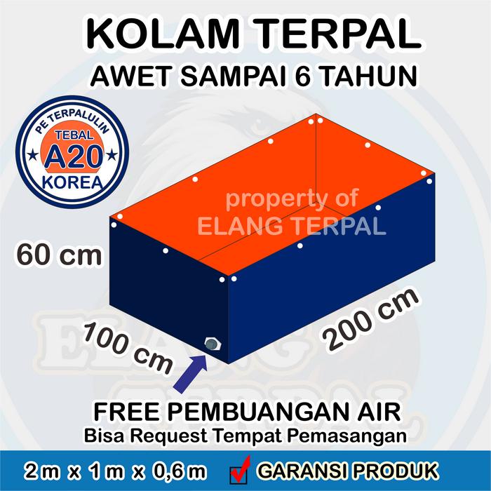 Gambar Terpal Kolam Ikan Kotak 100x200x100 / 200x100x100 / 1x2x1 Bahan Korea Untuk Budidaya Ikan Lele, Nila, Gurame, Belut, Cupang, Beta, Udang - Kolam Terpal Saja, A5 Tipis dari Terpal Elang undefined Tokopedia