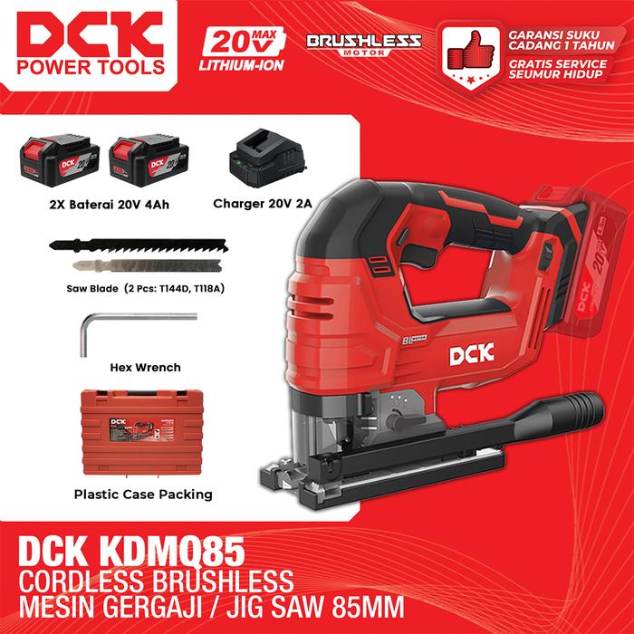 Gambar DCK Cordless Brushless Mesin Gergaji / Mesin Gergaji Jigsaw 85mm / Jigsaw Potong Kayu / Mesin Jigsaw Baterai KDMQ85 dari DCK Power Tools Indonesia undefined Tokopedia