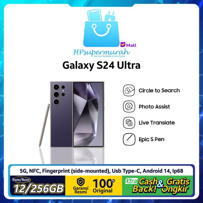 Gambar Samsung Galaxy S24 Ultra 5G NFC 12/256 Garansi Resmi - Titanium Violet dari Hpsupermurah_NEW undefined Tokopedia