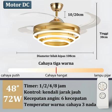 Gambar 【COD】Lampu Gantung Ruang Tamu Mewah 2IN1 Emas Lampu Kipas Gantung Hias Ruang Tamu/Kamar Tidur/Mmeja Makan Saklar Putih - Emas 48inci dari GOGEOUS Lampu store undefined Tokopedia