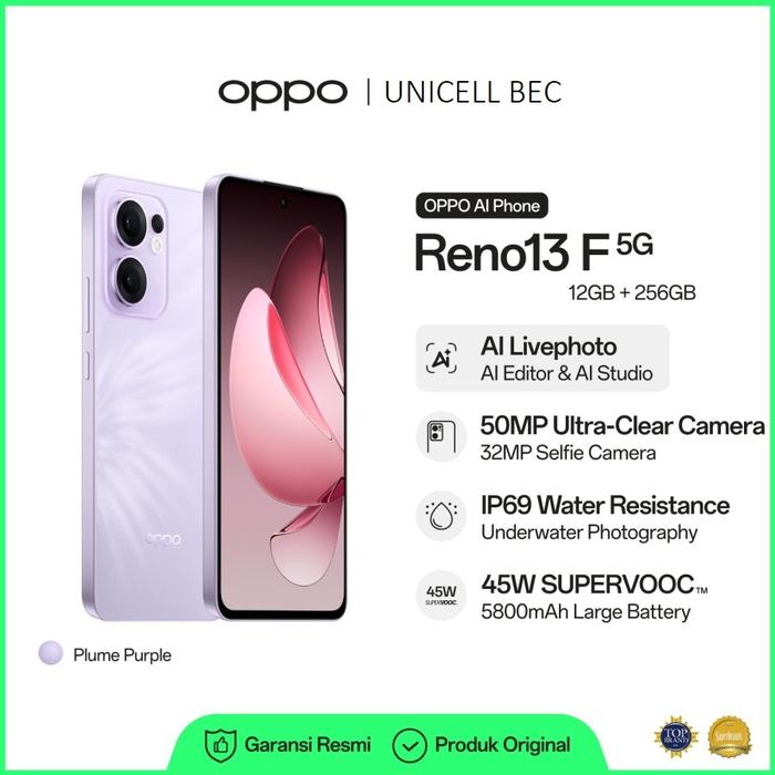 Gambar OPPO Reno 13F 5G RAM 12/256GB Garansi Resmi - Plume Purple dari Unicell BEC undefined Tokopedia