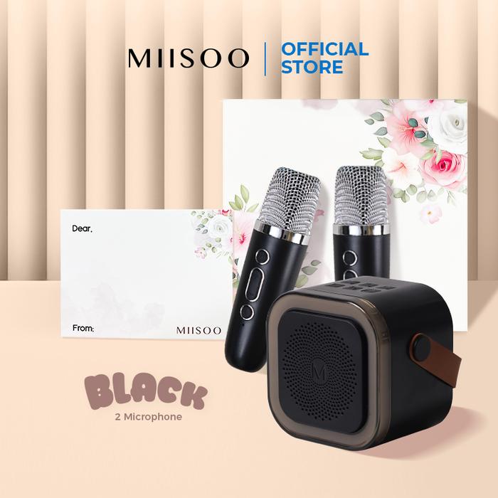 MIISOO Mini Set Karauke Speaker Microphone Karaoke Mini Set Portable  Bluetooth Speaker Karauke MIC Wireless Black MIC