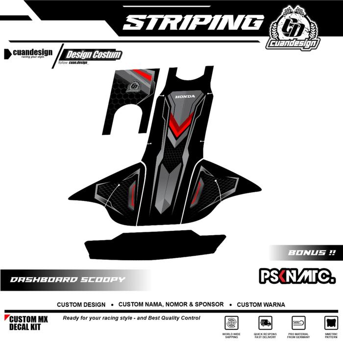 Gambar STIKER STRIPING PELINDUNG DASHBOARD / THANKPAD / DECKPAD MOTOR SCOOPY STICKER SCOOPY 2024-2025 MOTIF RACING ELEGAN II - 001 dari Cuan olshop design undefined Tokopedia