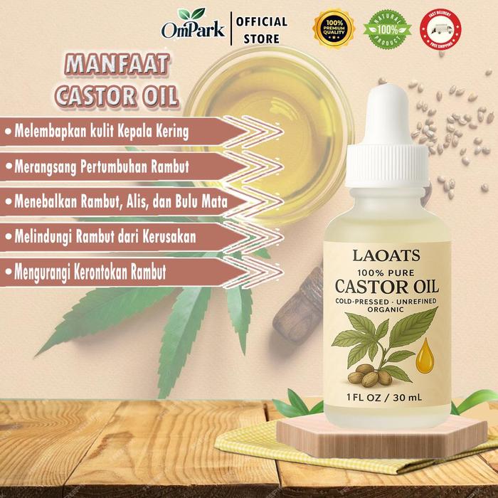 Gambar Castor Oil 30ml Minyak Jarak 100% Murni Ccold-Pressed  Organik untuk Rambut, Alis, Bulu Mata & Kulit Laoats - LO CASTOR OIL 30ML dari Toko Om Park undefined Tokopedia