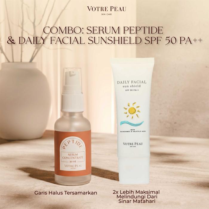 Gambar Votre Peau Combo : Serum Peptide &Votre Peau Facial Sun Shield 30ml - normal, Standar dari Votre Peau Kota Administrasi Jakarta Selatan Tokopedia
