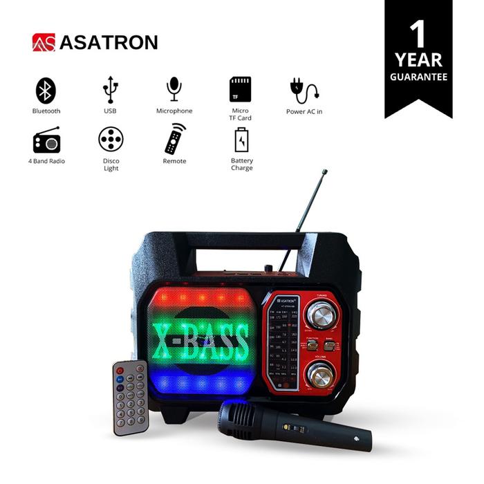 Gambar Asatron HT-2703 USB Speaker Karaoke Bluetooth Radio FM/AM + Gratis Mic Kabel 1pcs - Merah dari PediatronShop undefined Tokopedia