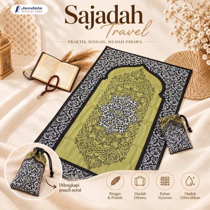 Gambar Sajadah Travel Portable 105x60cm | Sajadah Traveling Lipat Ringan dengan Pouch Serut - Travel Batik Khaki dari jendelabook Kab. Klaten Tokopedia