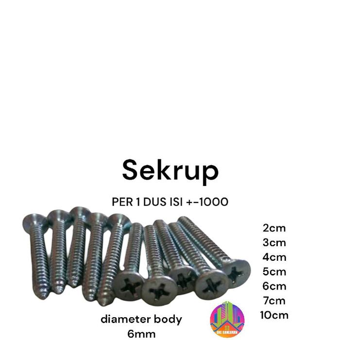 Gambar Sekrup + kayu besi plat serbaguna 3 4 5 7 10 cm satu dus - 3cm dari Oke Bangunan undefined Tokopedia