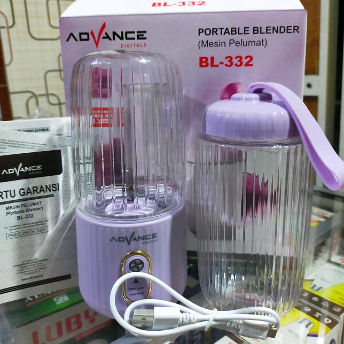 Gambar BLENDER PORTABEL ADVANCE MINI BL-332 FREE 1 GELAS(350ML) 1300 mAh Minuman - Ungu dari adelio elektro undefined Tokopedia