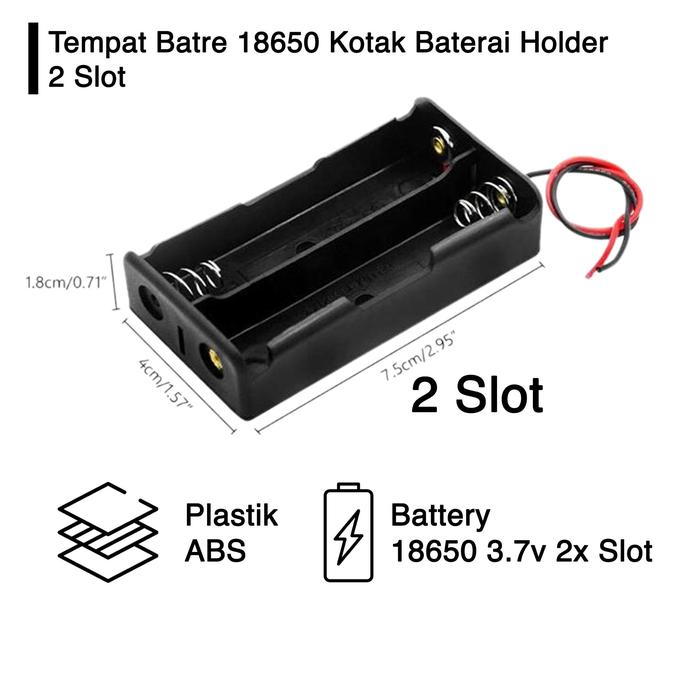Gambar 18650 Battery Holder 1 2 3 4 Baterai Case Batere Box Kotak Batre Kabel - 18650 2SLOT dari Hayashi Indonesia undefined Tokopedia