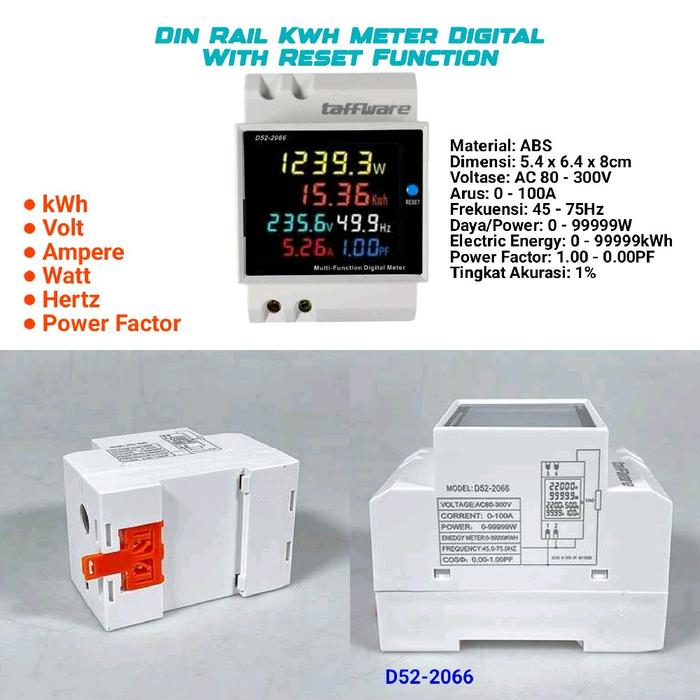 Gambar Meteran Box Sekring Pengukur Ampere Listrik Digital Kwh Meter 1 Phase - D52-2066 KWH dari Hantara Tech undefined Tokopedia