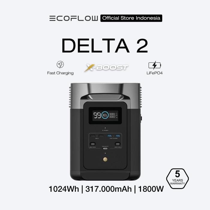 Gambar EcoFlow DELTA 2 1024Wh 1800W Power Station Solar Generator LFP Camping Genset Baterai Pembangkit Listrik Hybrid dan Offgrid Berdaya Besar untuk Rumah Camping Bis RV Van - Delta 2 1024Wh 1800W dari EcoFlow ID Kab. Bekasi Tokopedia