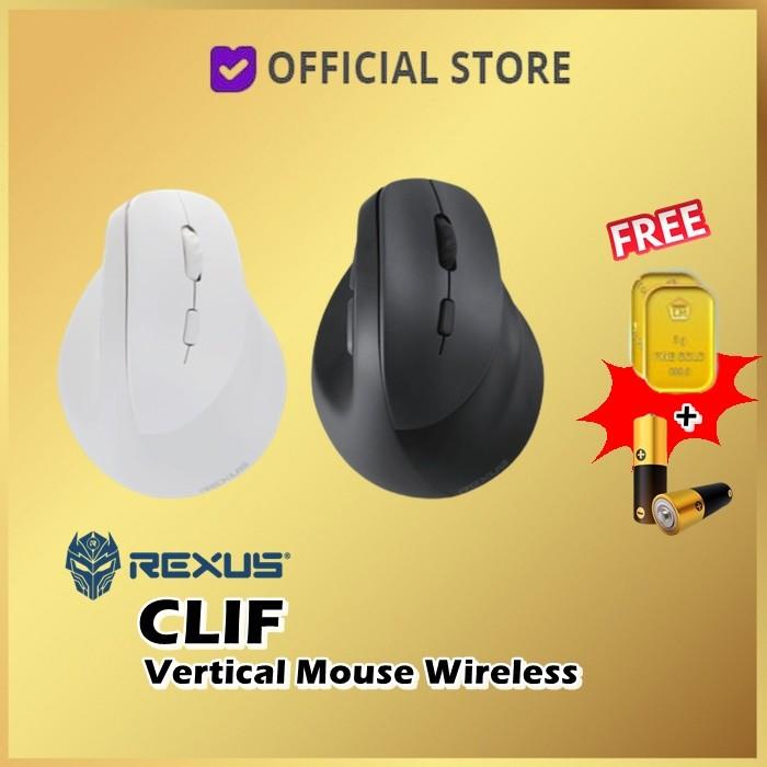 Gambar Rexus Clif Vertical Mouse Wireless Dual Mode Connection Cliff Baterai Hitam - Black dari Dunia Mas Computer undefined Tokopedia
