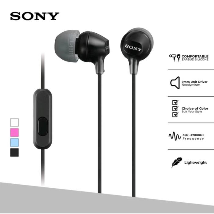 Gambar Sony Mdr Ex15Ap Headset Kabel Extra Super Bass Microphone Henset Earphone Original Handset Handsfree Termurah Ready Terbaik - Black dari Evans14Shops undefined Tokopedia